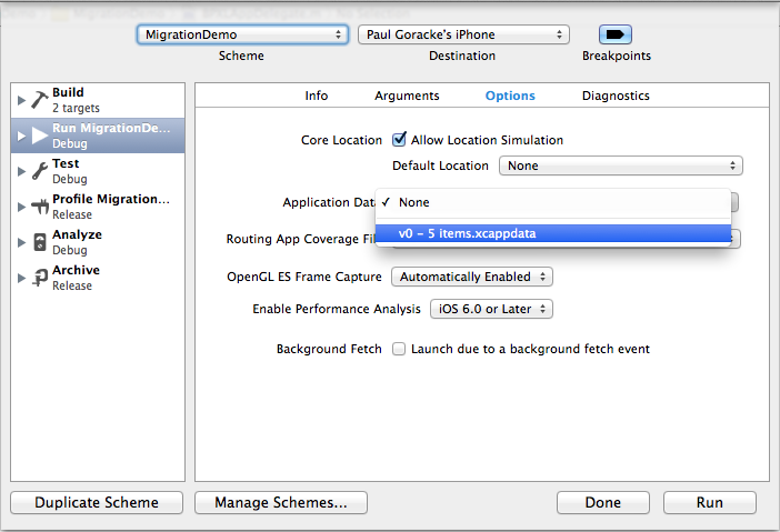 Choosing Launch Options